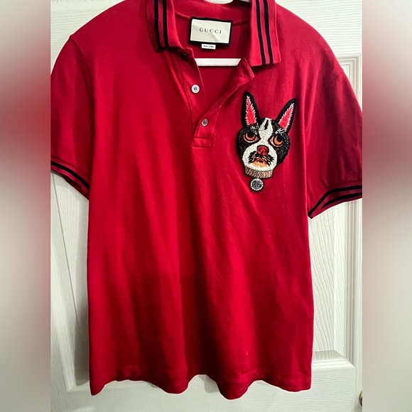 Gucci Orso & Bosco Patch Polo Shirt Small Year Of Dog - Picture 3 of 10